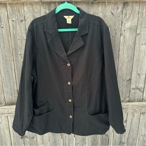 Woolrich Women’s Black Linen/Cotton Button Down Shacket Blazer Sz 2XL